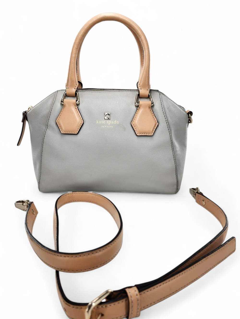Kate Spade Parnell Street Mini Pippa Magnolia Light Smoke Grey & Tan Satchel